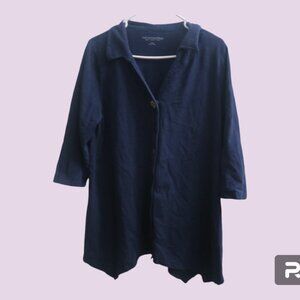 Soft Surroundings Women's style 28157 Danielle Button Up Blouse Sharkbite Hem L